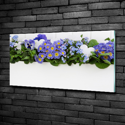 Tableau sur verre Fleurs bleues