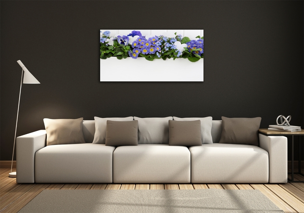 Tableau sur verre Fleurs bleues