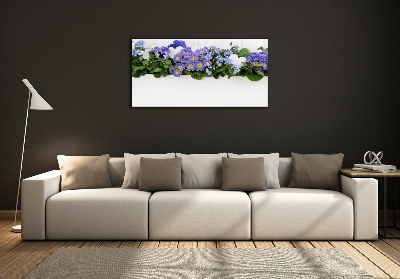 Tableau sur verre Fleurs bleues