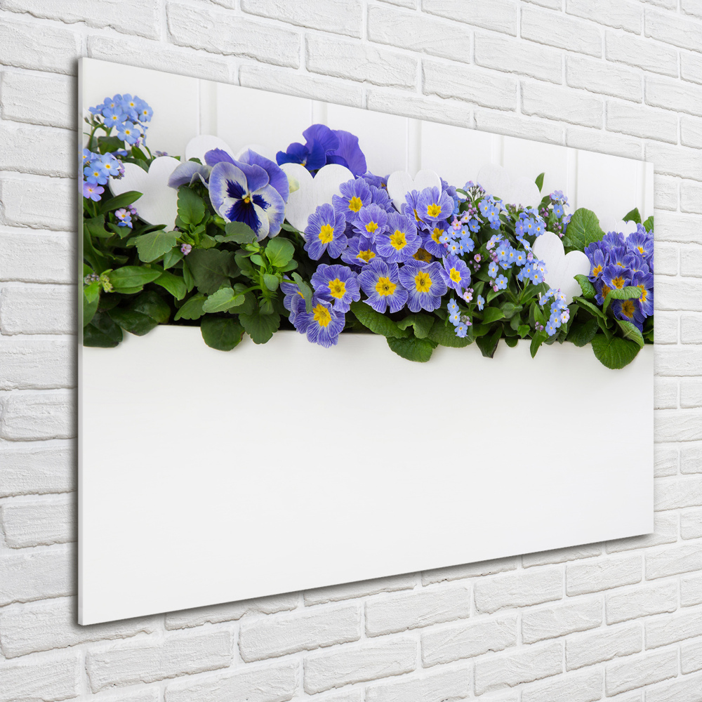 Tableau sur verre Fleurs bleues