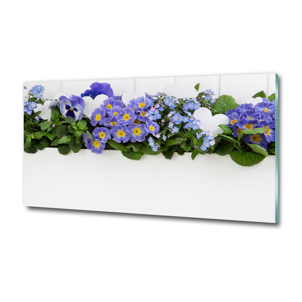 Tableau sur verre Fleurs bleues