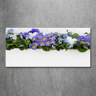 Tableau sur verre Fleurs bleues