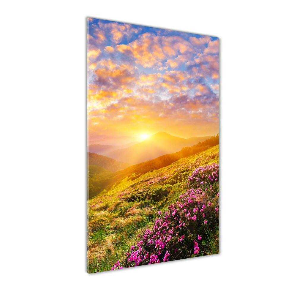 Tableau photo sur verre Coucher de soleil en montagne