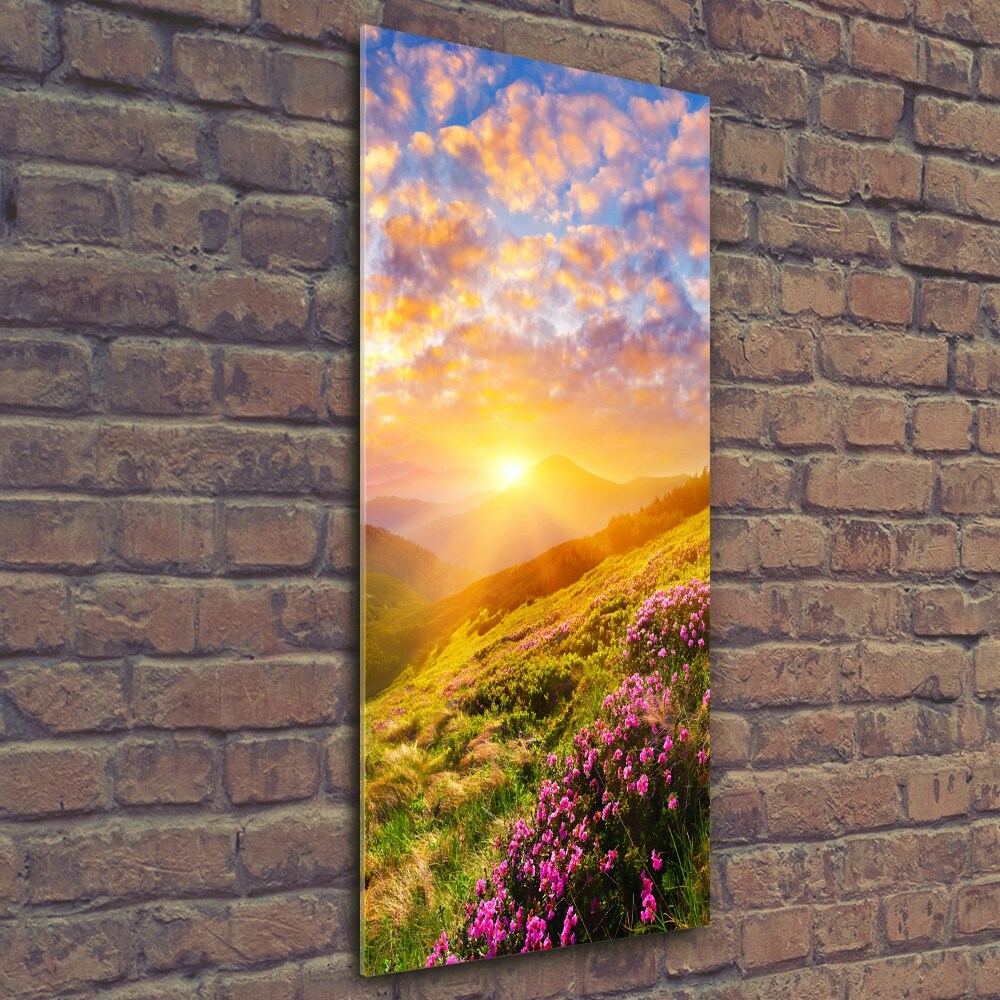 Tableau photo sur verre Coucher de soleil en montagne