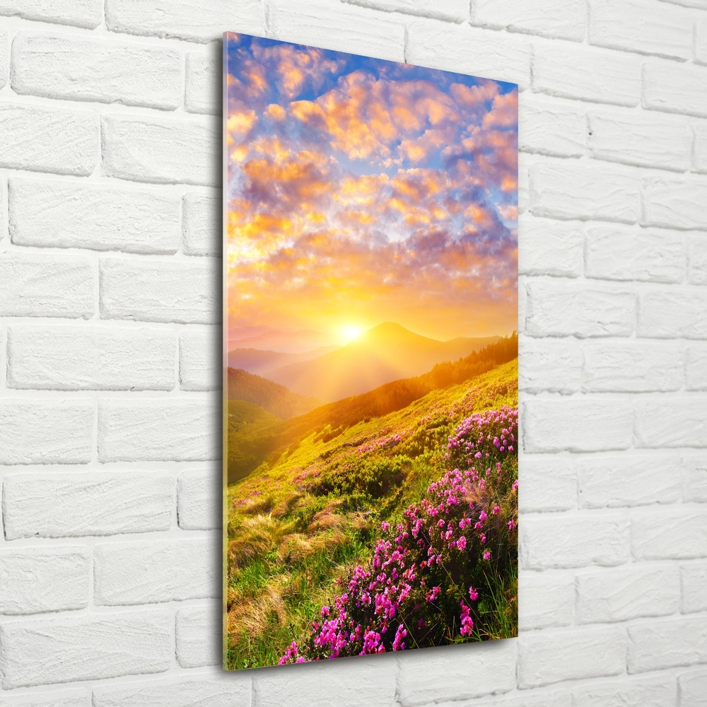 Tableau photo sur verre Coucher de soleil en montagne