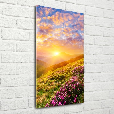 Tableau photo sur verre Coucher de soleil en montagne