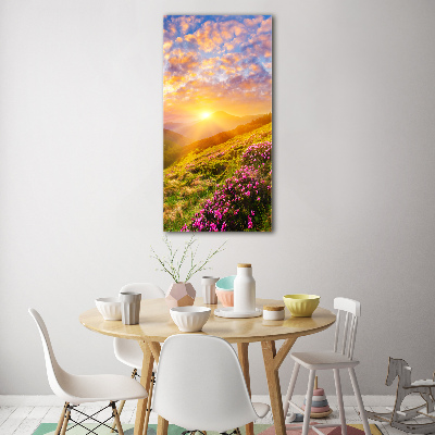 Tableau photo sur verre Coucher de soleil en montagne