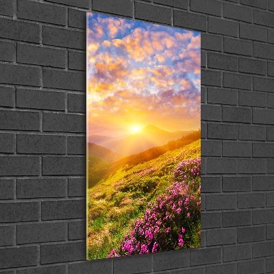 Tableau photo sur verre Coucher de soleil en montagne