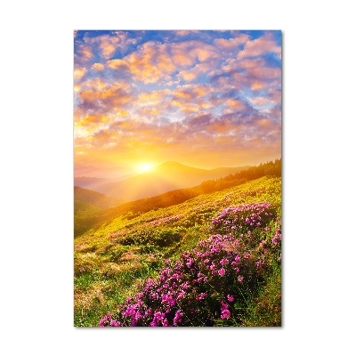 Tableau photo sur verre Coucher de soleil en montagne