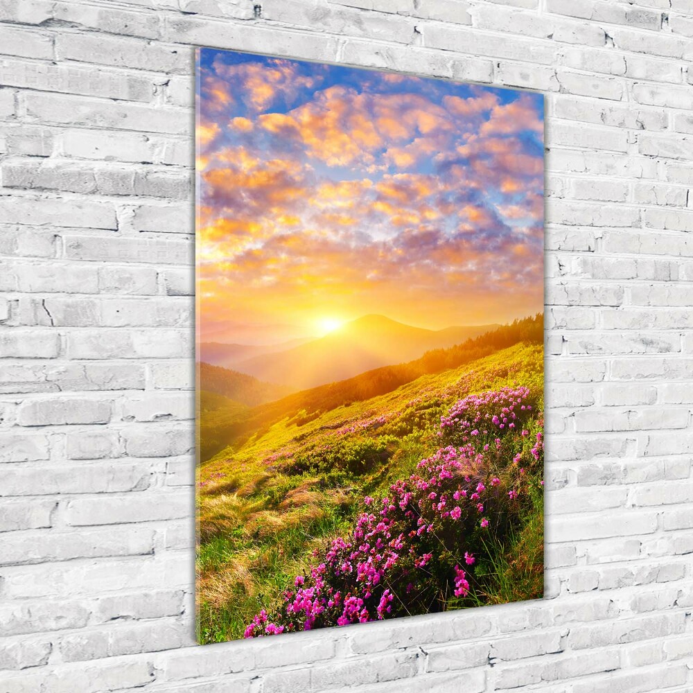 Tableau photo sur verre Coucher de soleil en montagne