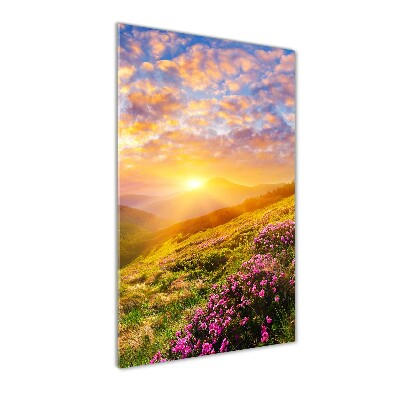 Tableau photo sur verre Coucher de soleil en montagne