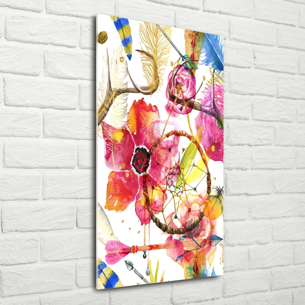 Tableau en verre Fleurs style boho