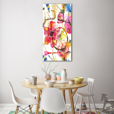 Tableau en verre Fleurs style boho