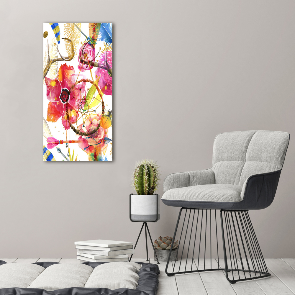 Tableau en verre Fleurs style boho