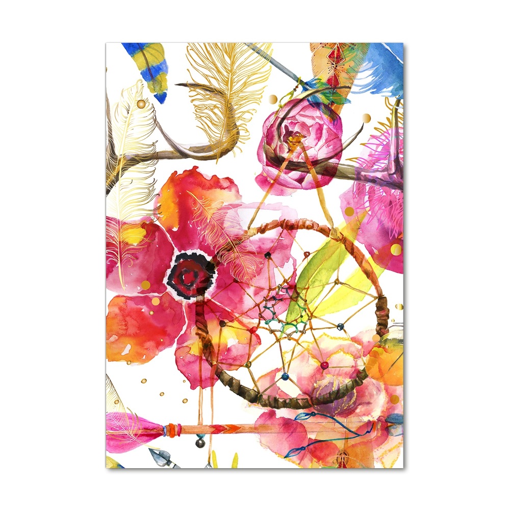 Tableau en verre Fleurs style boho