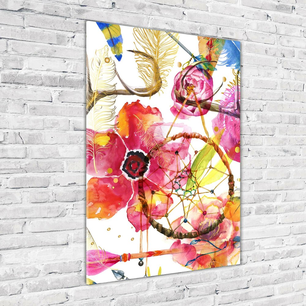 Tableau en verre Fleurs style boho