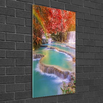 Tableau photo sur verre Chute d'eau en automne