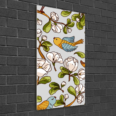 Tableau verre imprimé Oiseaux et fleurs