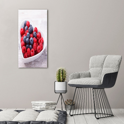 Tableau sur verre Framboises et myrtilles