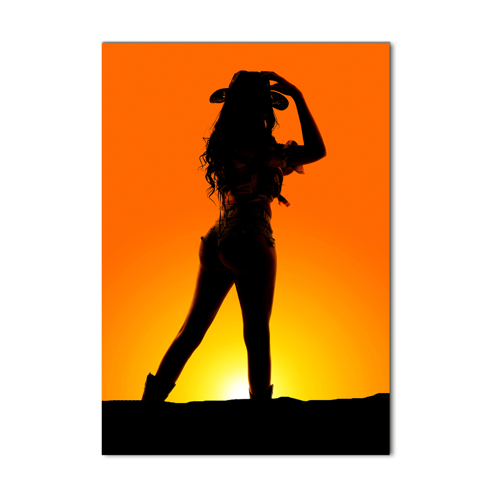 Tableau sur verre Silhouette d'une cow-girl