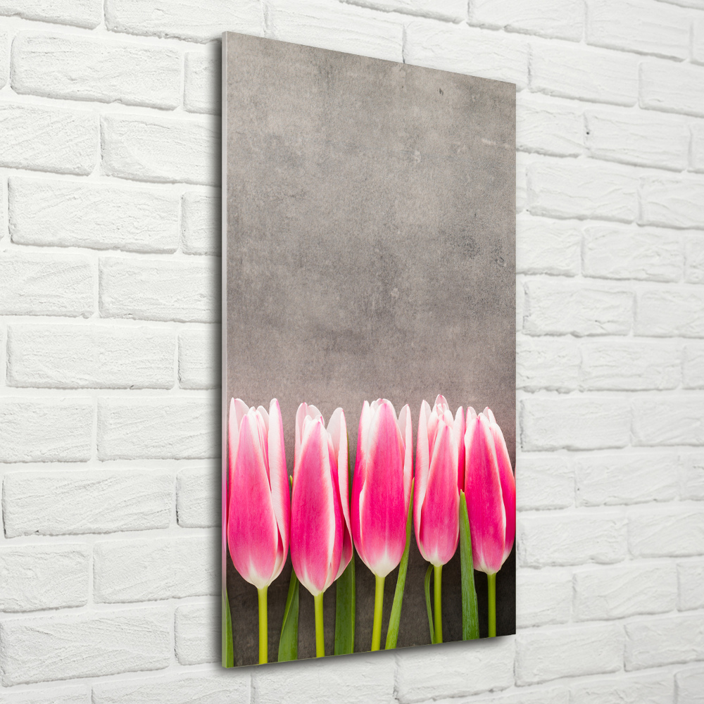 Tableau sur verre Tulipes roses