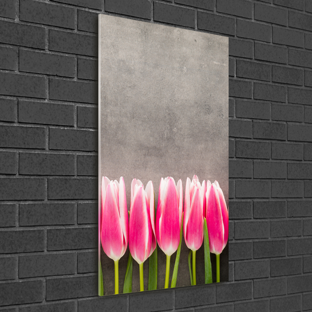 Tableau sur verre Tulipes roses