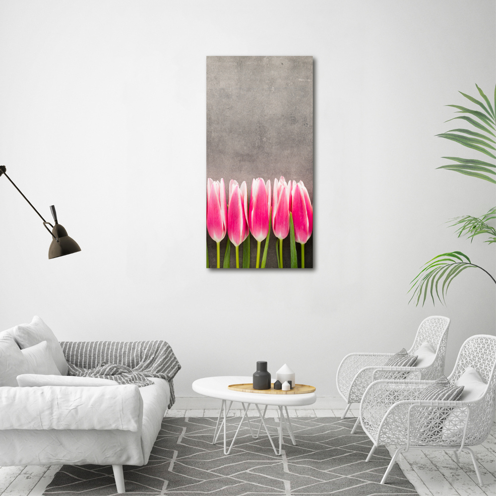 Tableau sur verre Tulipes roses