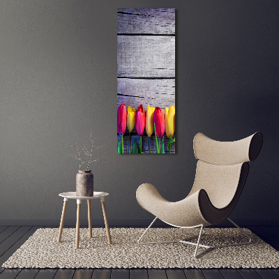 Tableau photo sur verre Tulipes colorées