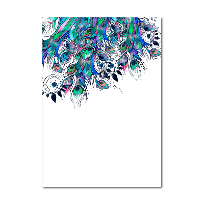 Tableau photo sur verre Plumes de paon