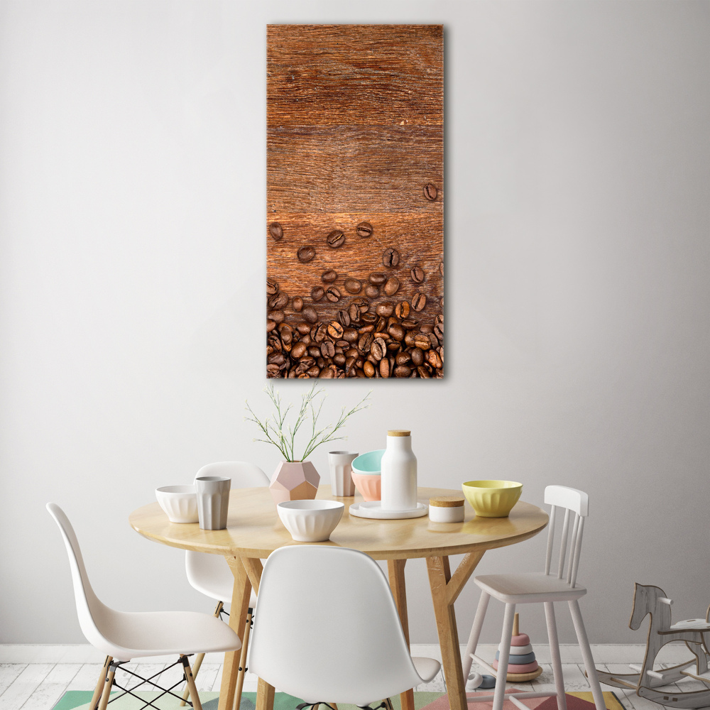 Tableau sur verre Grains de café noir