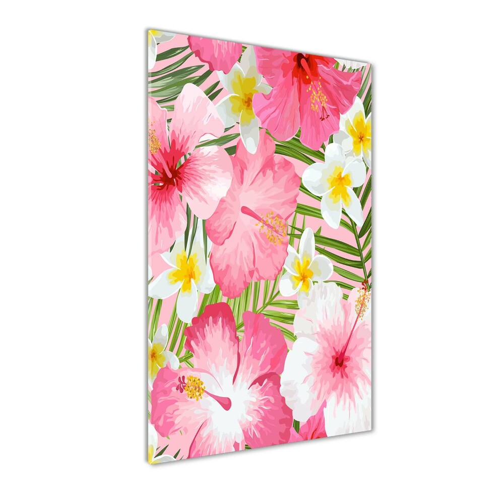 Tableau imprimé sur verre Fleurs tropicales