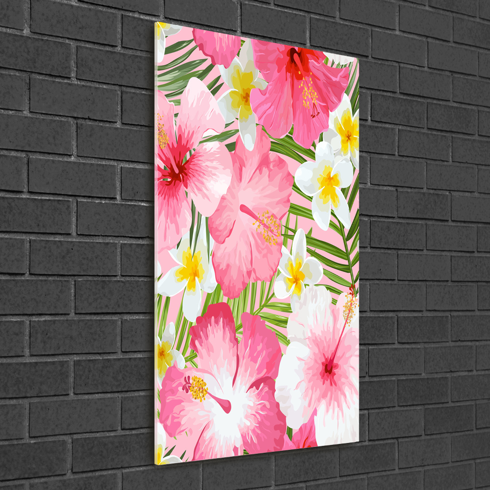 Tableau imprimé sur verre Fleurs tropicales