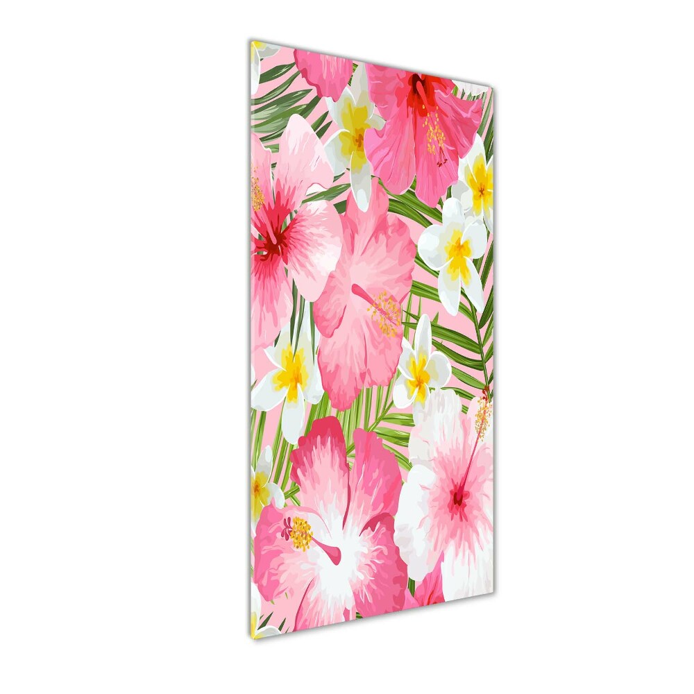 Tableau imprimé sur verre Fleurs tropicales