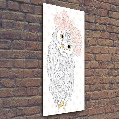 Tableau photo sur verre Hibou dans une guirlande