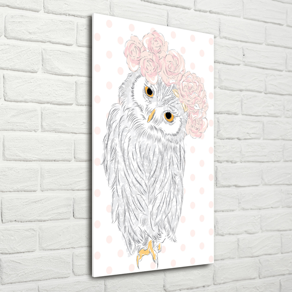 Tableau photo sur verre Hibou dans une guirlande