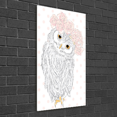 Tableau photo sur verre Hibou dans une guirlande