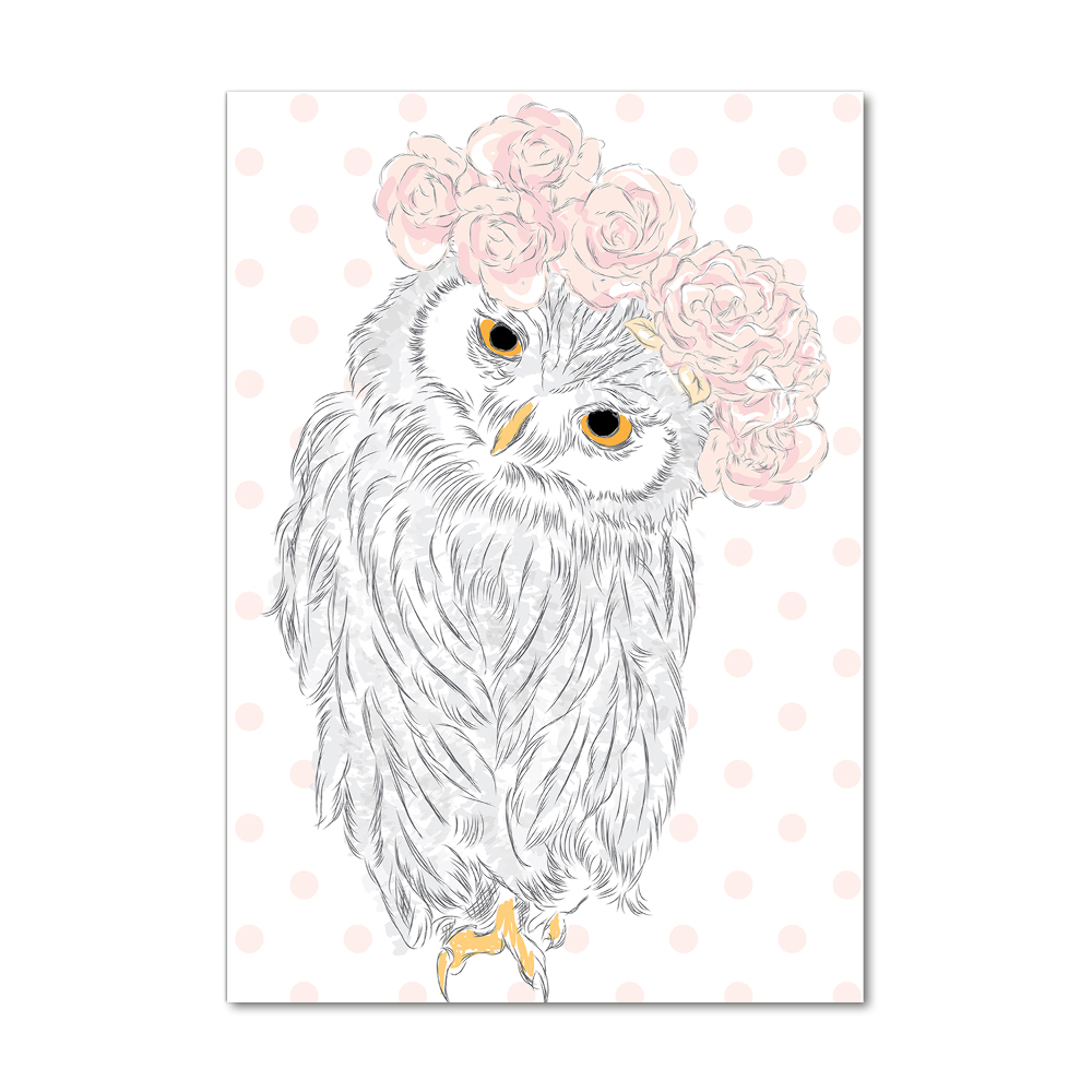 Tableau photo sur verre Hibou dans une guirlande