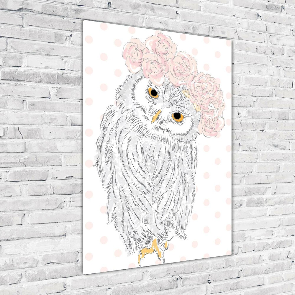 Tableau photo sur verre Hibou dans une guirlande