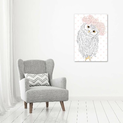 Tableau photo sur verre Hibou dans une guirlande