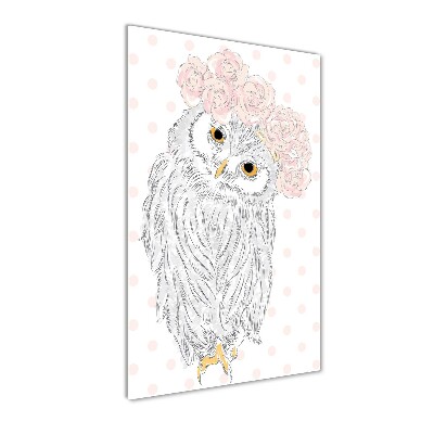 Tableau photo sur verre Hibou dans une guirlande