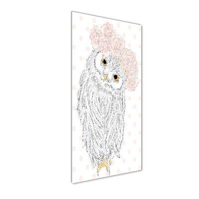 Tableau photo sur verre Hibou dans une guirlande