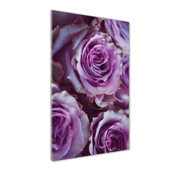 Tableau sur verre Roses violettes