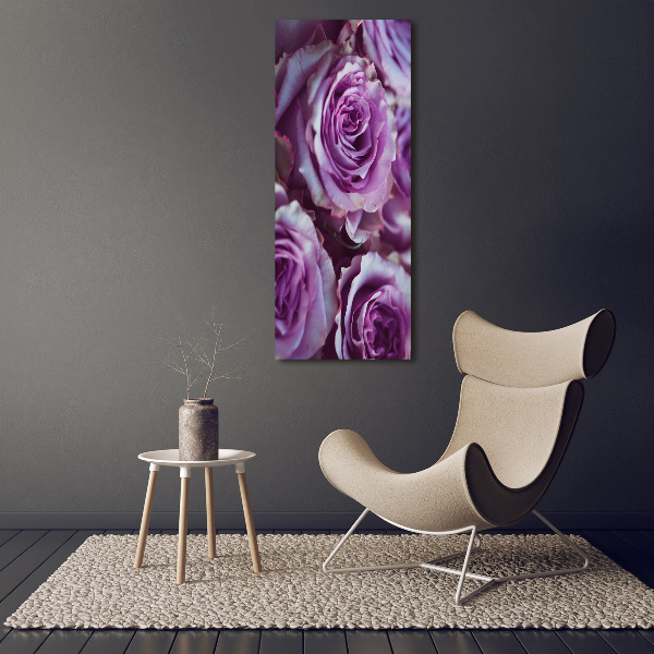 Tableau sur verre Roses violettes