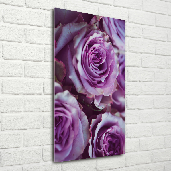 Tableau sur verre Roses violettes