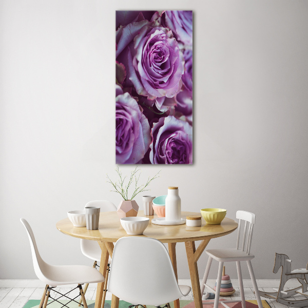 Tableau sur verre Roses violettes