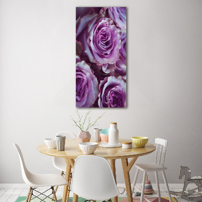 Tableau sur verre Roses violettes
