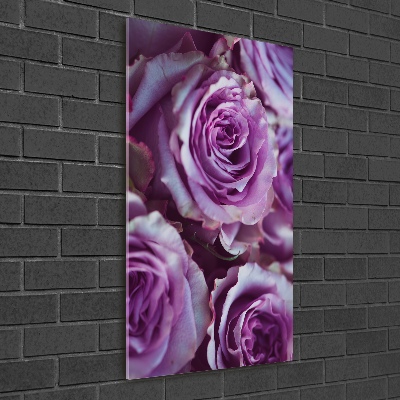 Tableau sur verre Roses violettes
