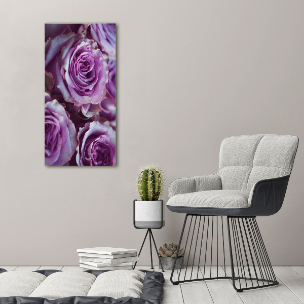 Tableau sur verre Roses violettes