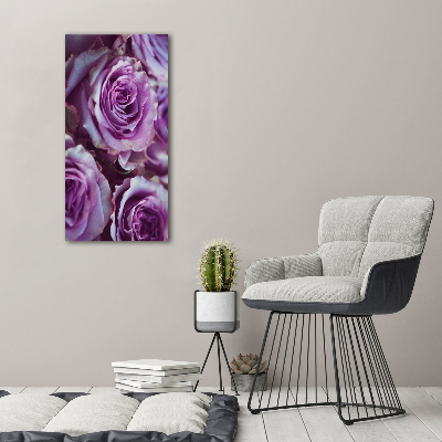 Tableau sur verre Roses violettes