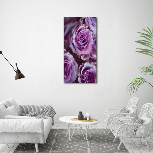 Tableau sur verre Roses violettes